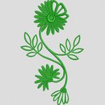 绿色植物刺绣图案 牛仔裤