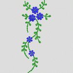 蓝色花朵刺绣图案 牛仔裤