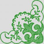 绿色刺绣花卉图案 牛仔裤