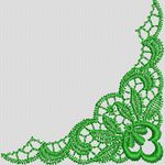 绿色蕾丝花边装饰图案 牛仔裤