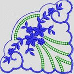蓝色花卉刺绣图案 牛仔裤