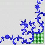 蓝色花卉刺绣图案 牛仔裤