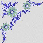 蓝色绿色花卉刺绣图案 牛仔裤