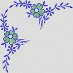 蓝色花卉刺绣图案 牛仔裤