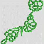 绿色花卉刺绣图案 牛仔裤
