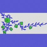 蓝色枝叶绿花刺绣图案 牛仔裤