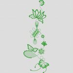 绿色植物刺绣图案 牛仔裤