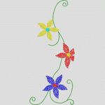 彩色珠饰花朵图案 牛仔裤
