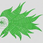 绿色植物刺绣图案 牛仔裤