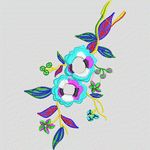 彩色刺绣花卉图案 牛仔裤
