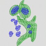 绿色植物与蓝色圆点图案 牛仔裤