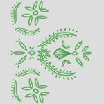 绿色刺绣花纹图案 牛仔裤