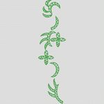 绿色几何植物图案装饰 牛仔裤