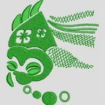 绿色刺绣龙形图案 牛仔裤