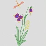 刺绣花卉与蜻蜓图案 牛仔裤