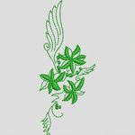 绿色植物装饰图案 牛仔裤