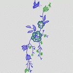 蓝色花卉刺绣图案 牛仔裤
