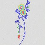 彩色刺绣花卉图案 牛仔裤