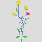黄色花朵刺绣图案 牛仔裤