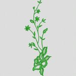 绿色植物刺绣图案 牛仔裤