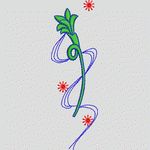 绿色植物与红色花朵图案 牛仔裤