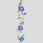 蓝色花朵藤蔓刺绣图案 牛仔裤