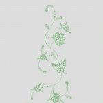 绿色植物刺绣图案 牛仔裤