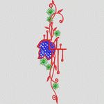 红色藤蔓装饰图案 牛仔裤