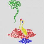 彩色刺绣鸟与绿叶装饰 牛仔裤