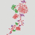 红色花卉刺绣图案 牛仔裤