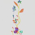 彩色植物刺绣图案 牛仔裤