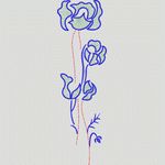 蓝色花卉刺绣图案 牛仔裤