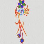 彩色花卉刺绣图案 牛仔裤