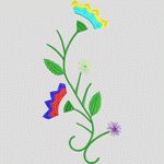 彩色刺绣植物图案 牛仔裤