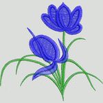 蓝色花朵刺绣图案 家纺窗帘