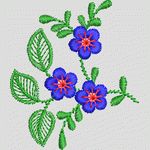 蓝色花朵刺绣图案 家纺窗帘