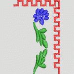 蓝色花朵刺绣图案 裙 条码