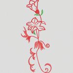 红色花卉刺绣图案 植物花型