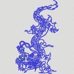 蓝色粒子构成的龙形图案 植物花型