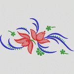 红色花卉刺绣图案 植物花型
