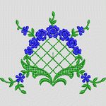 蓝色玫瑰与绿色藤蔓装饰图案 植物花型