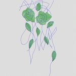 绿色玫瑰刺绣图案 植物花型