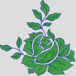 绿色玫瑰刺绣图案 植物花型