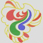 彩色抽象刺绣图案 植物花型