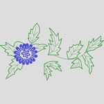 蓝色花朵刺绣图案 植物花型