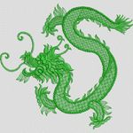 绿色刺绣龙图案 大花样