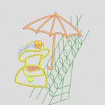 雨中伞与帽子图案 大花样
