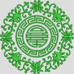 绿色中式纹样刺绣图案 大花花样1万针以上