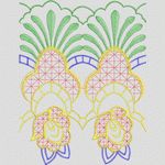 对称花卉刺绣图案设计 家纺窗帘