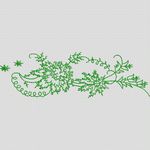 绿色植物装饰图案 休闲裤衣领牛仔花